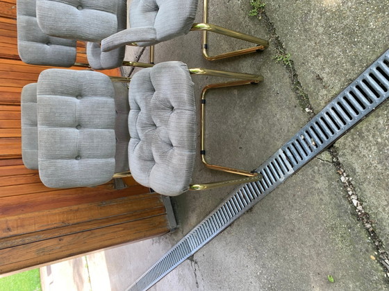 Vintage Italian Dining Chairs in Brass, 1970s, Set of 4, Dining set, Mid Century Modern (photo 11 of 14)