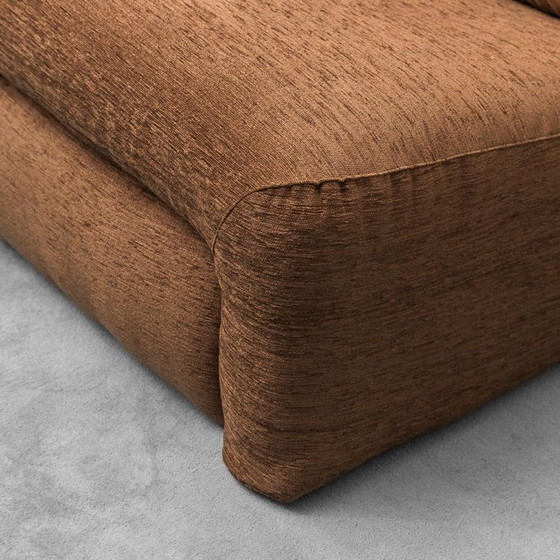 Image 1 of DIVANO MODULARE 2 POSTI EN TESSUTO MARRONE ANNI '70 VINTAGE MODERNARIATO