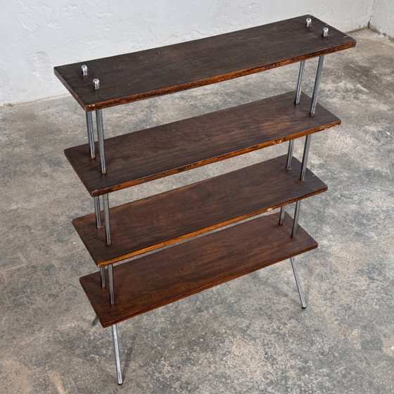 Image 1 of Bauhaus Style Dark Oak Shelving Unit