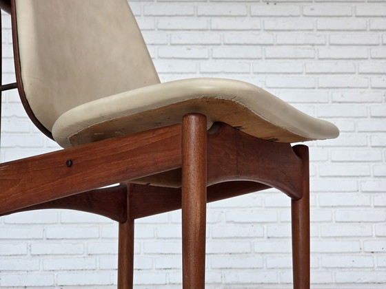 Image 1 of 1960er Jahre Dänisches Design von Arne Vodder, 3 Stühle, Teakholz, Möbelleder