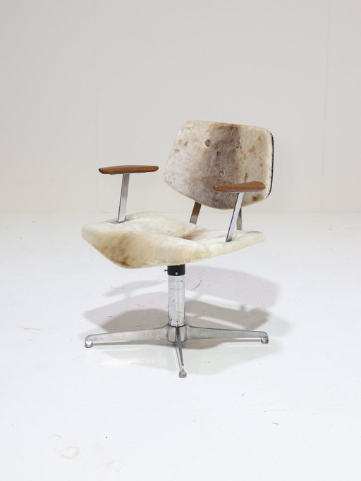 Silla de oficina Vermund Larsen danesa de los años 60 de teca cromada