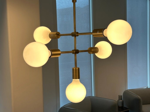 3x Bolia Piper Lounge Hängelampe, 5-armig, Messing, 365° Nord – hanglampen, Brass, Metal