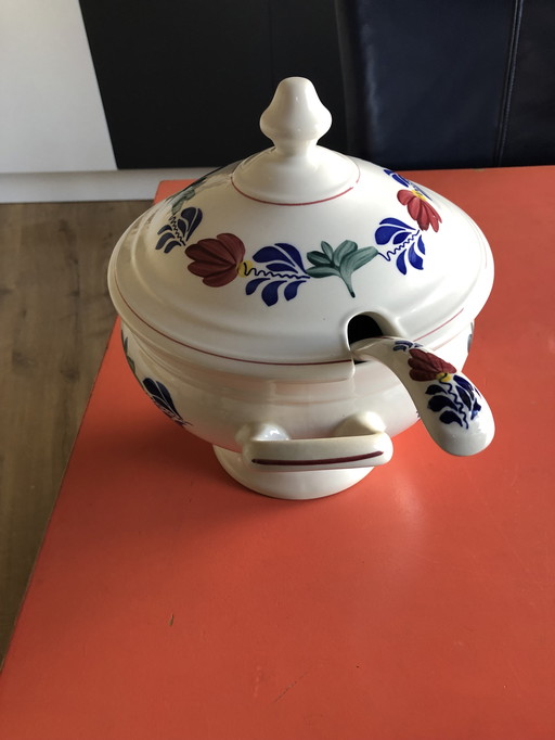 Soup tureen Brabants Boerenbont + Soup spoon