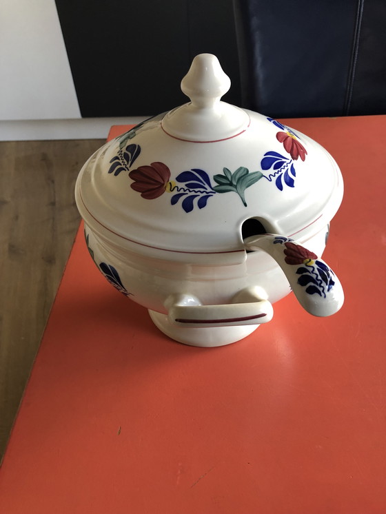 Image 1 of Soup tureen Brabants Boerenbont + Soup spoon