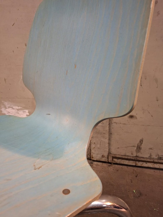 Image 1 of Sedia a sbalzo vintage Kusch & Co Flötotto anni '80, blu chiaro