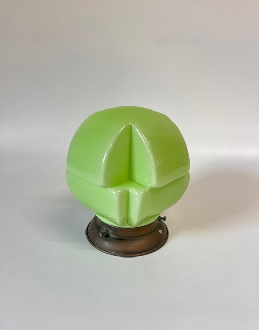 Fraai gevormde vintage antieke groene lamp plafonnière dertiger jaren