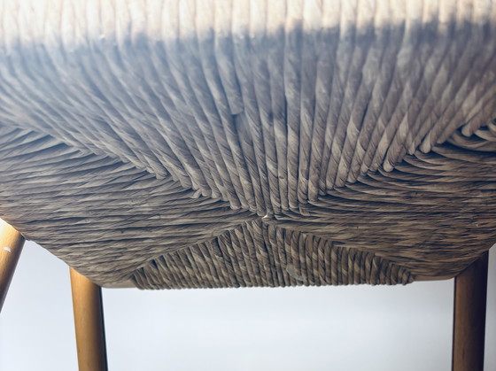 Image 1 of Set of 2 vintage wooden folding chairs with rattan seats – 1970s/1980s kg