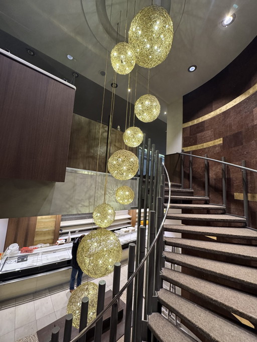 Catellani & Smith Fil de Fer LED Pendant Light 9 Spheres Gold – hanglampen, Metal, Aluminium