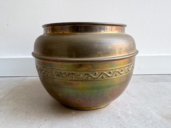 1x Grande vaso da fiori vintage in ottone/rame giallo – Vasi per piante, Brass, Copper (photo 2 of 7)