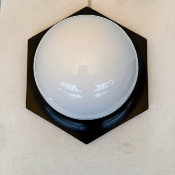 Image 1 of Plafond/Wandlamp Zwart Jaren 60/70