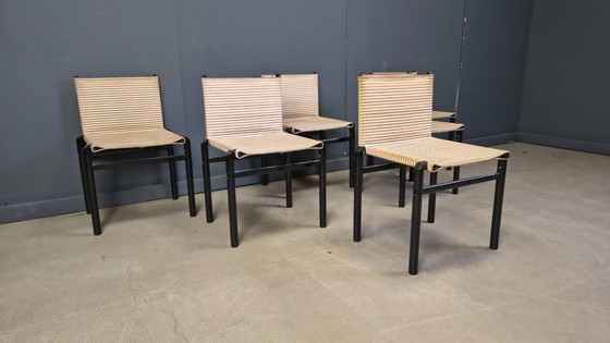 Image 1 of 6er-Set "Mastro" Esszimmerstühle von Afra & Tobia Scarpa für Molteni, Italien, 1980er Jahre