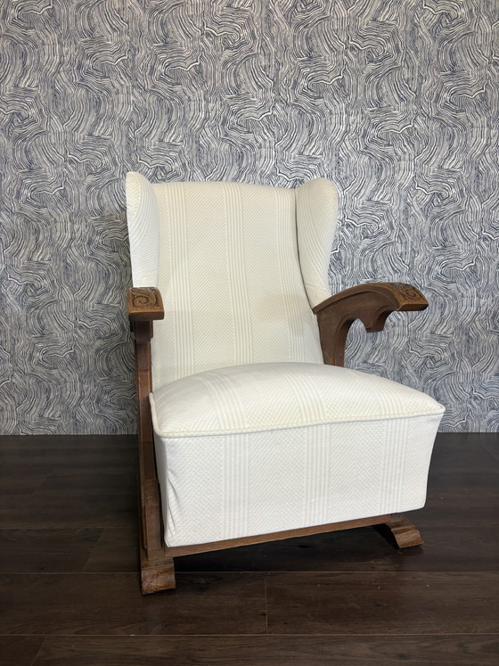 Poltrona Classica, Poltrona a Orecchioni Vintage – Poltrone, Textile, Wood (photo 3 of 6)