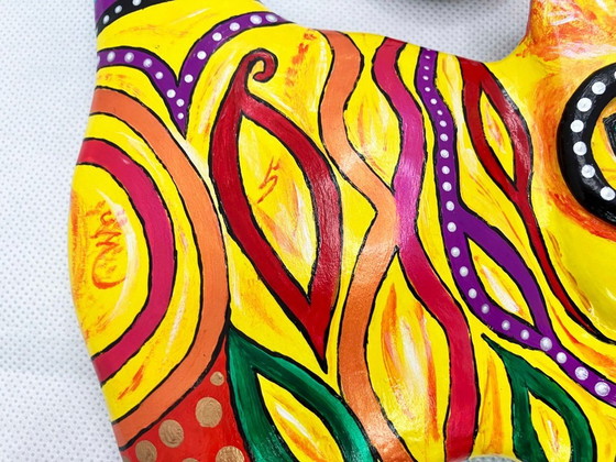 Image 1 of Cat figurine for the wall. Handcrafted by the artist.