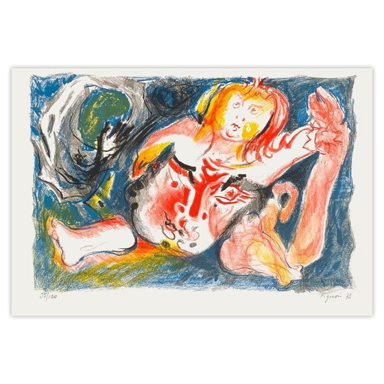 Image 1 of Edouard PIGNON Hombre con niño Litografía firmada 1973
