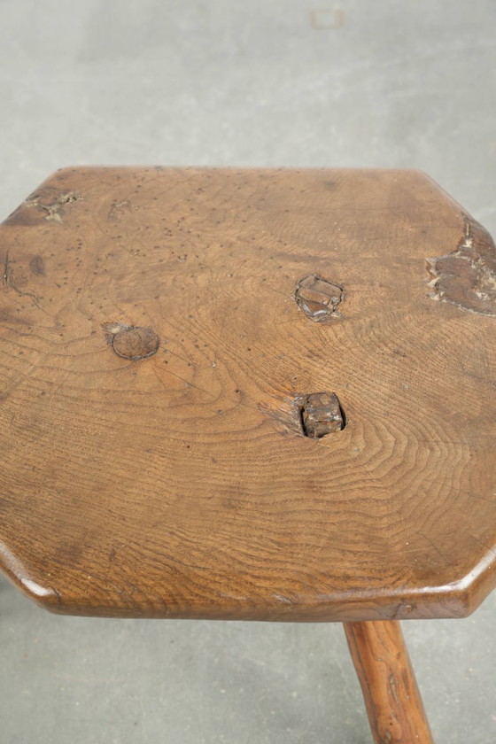 Image 1 of Unique and original antique English farmhouse stool/side/coffee table from the 17th century
