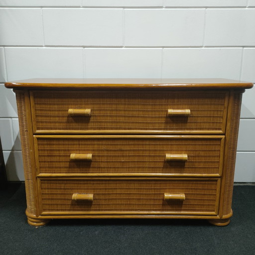 Vintage Boho Rotan Ladekast Dressoir (Del Vera Style)