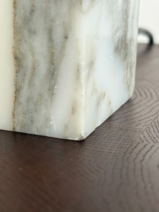 Image 1 of Vintage marble table lamp with linen shade