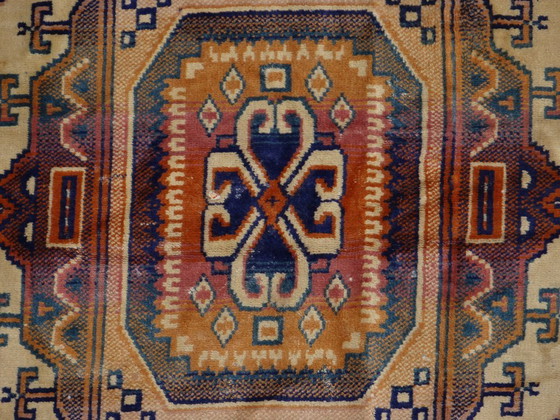 Image 1 of Kazak rug 180x150 cm vintage handmade oriental patterns ochre and burgundy