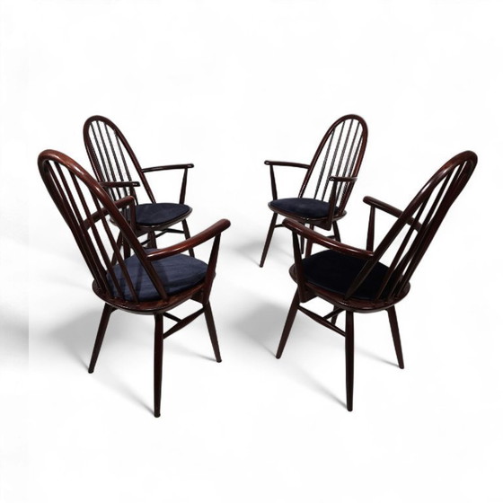 Image 1 of Set of 4 Windsor chairs, mahogany, 1960