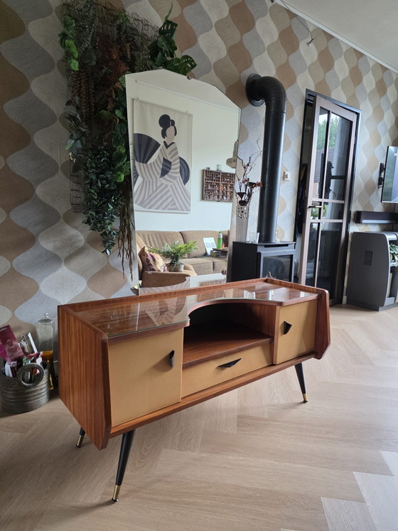 Mid-century Vintage kaptafel/tv meubel/stereokast – rockabilly, tv-meubelen, Wood (photo 8 of 15)