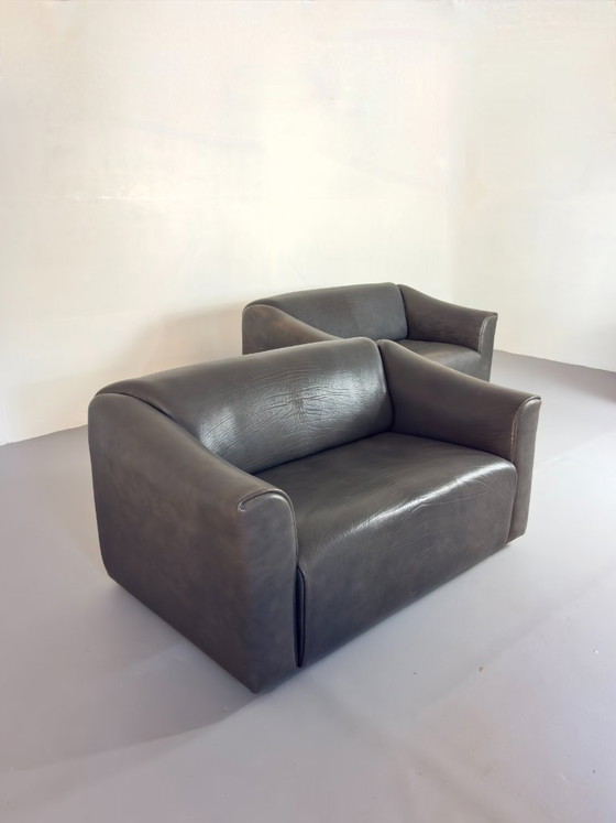 Canapé Vintage De Sede DS 47 en Cuir de Buffle Gris Patiné – Canapés 2 places, Leather (photo 11 of 13)