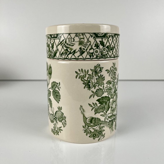 Image 1 of Steingutdose von Mason, grünes Dekor „Stratford“, England, 1970