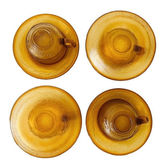 Image 1 of Set di servizio da colazione in vetro ambrato vintage anni '60