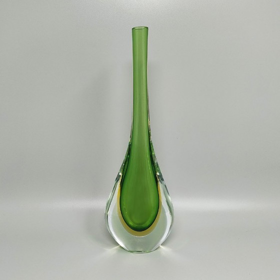 Image 1 of Wunderschöne grüne und gelbe Vase aus den 1960er Jahren von Flavio Poli