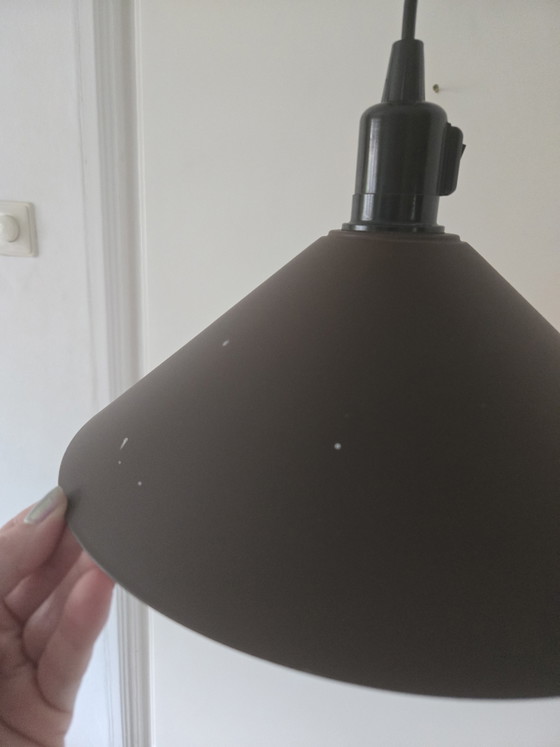 Image 1 of Lampada a sospensione conica marrone opaco anni '70/'80