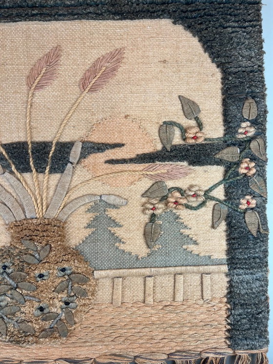 Vintage wandtapijt bohemien bloemencompositie – Wanddecoratie, Textile, Wool (photo 9 of 11)