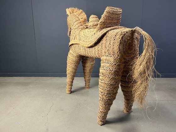 Image 1 of Poney/cheval espagnol vintage en paille, grandeur nature, années 1960