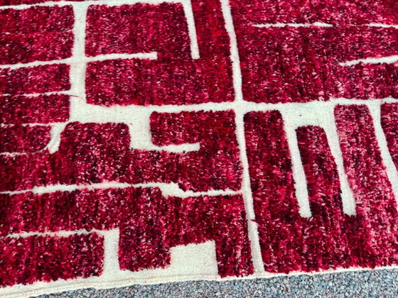 Alfombra Beni Ourain de 300 × 200 cm – Alfombra marroquí de lana hecha a mano con diseño geométrico en color (photo 3 of 6)