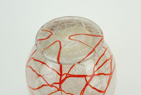 Image 1 of loetz klostermühle vaso in vetro art deco anni '30 vetro arancione bianco e trasparente