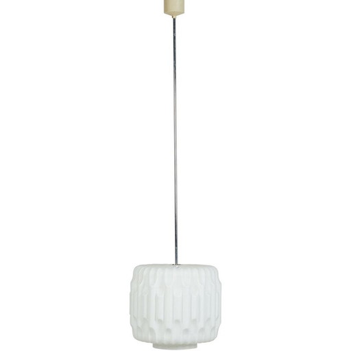 Vintage opaal glazen hanglamp van Napako, Tsjecho-Slowakije 1960