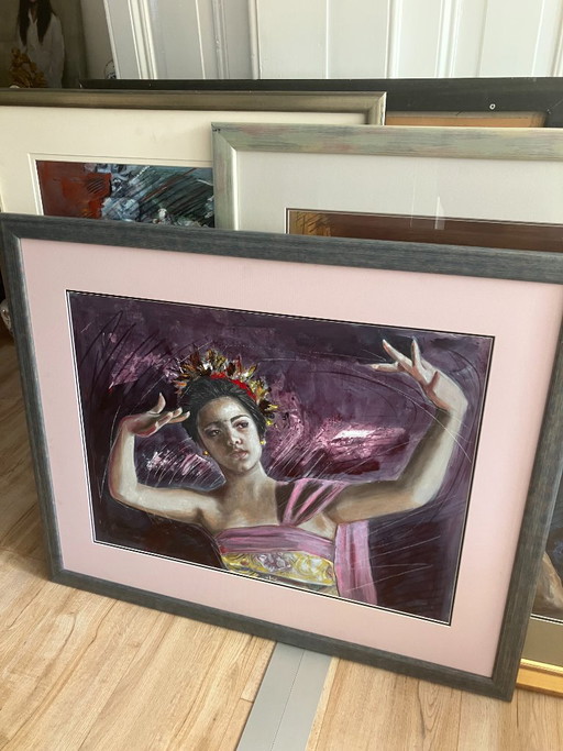 Collectie van 8 portretten/werken Louis Nagelkerke (Bali - Indonesië)