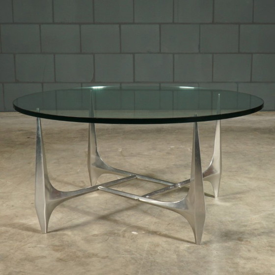 Vintage Aluminium Coffee Table – Knut Hesterberg For Ronald Schmitt – 1960s – Glass (photo 4 of 12)
