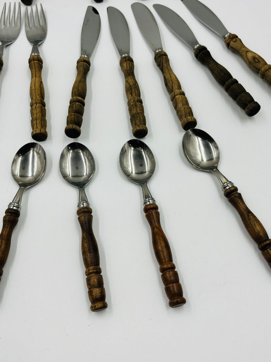 Set di posate vintage da 22 pezzi con manici effetto legno – Wood (photo 4 of 24)