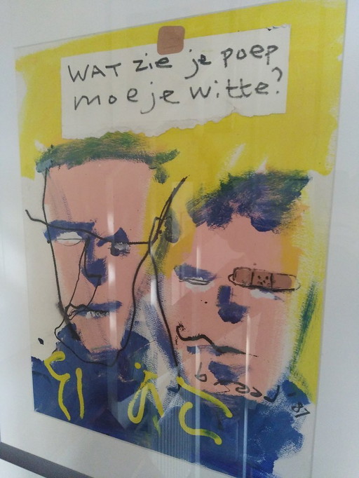 Herman Brood painting with photos of the making of