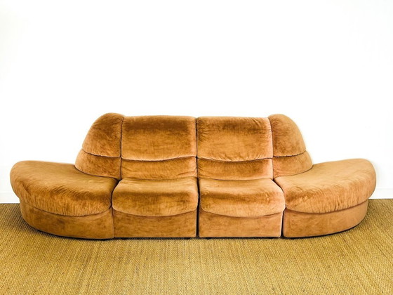 Image 1 of Canapé Modulable Vintage en Velours, 1970s, Set de 5