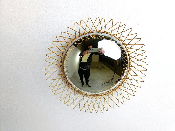 Image 1 of Vintage Boheemse gouden sunburst spiegel, 1960