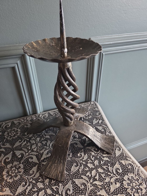 Heavy wrought iron candle holder, Brown (photo 4 of 5)