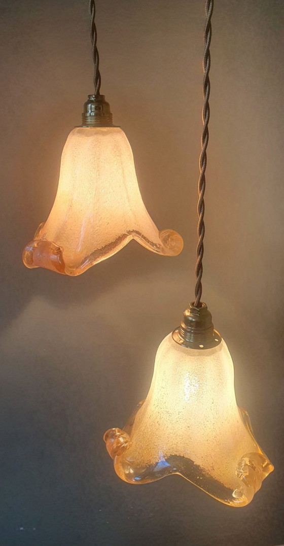 Image 1 of Set of 2 Vintage Murano pendant lamps - Mid century - Italy