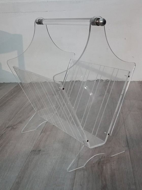 Image 1 of Porte revues vintage plexiglas France 1980s