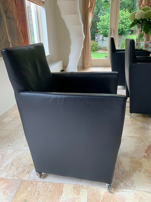Bert Plantagie Dining Chairs Dark Blue Leather