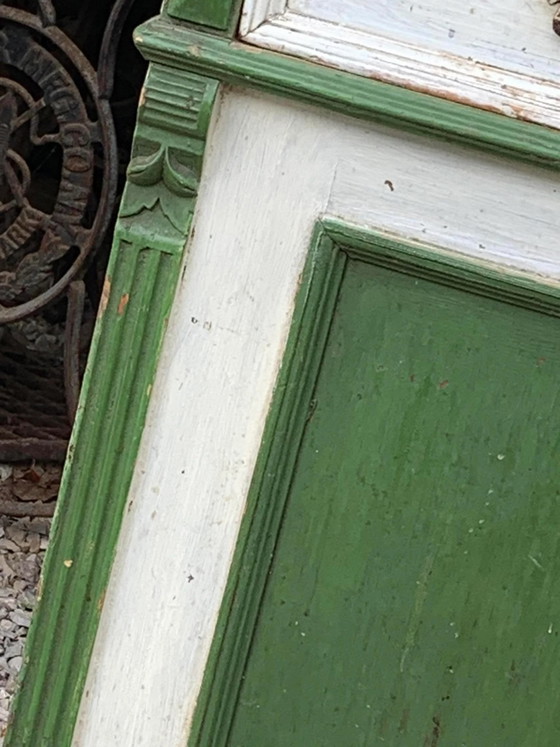 Antieke groen-wit geschilderde kast in Duitse stijl – Buffetkasten, Hout, Vintage (photo 4 of 6)