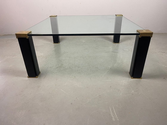 Hollywood Regency Mid-century Design Peter Ghyczy Glass & Brass Coffee Table. The Netherlands, 1970s. Ref.: (photo 6 of 12)