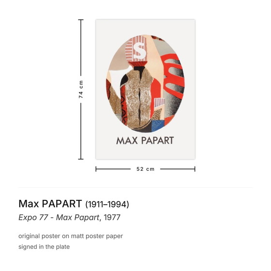 Image 1 of Max Papart Expo - Max Papart Poster 1977