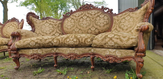 Image 1 of Italiaanse barok bank met fauteuils 