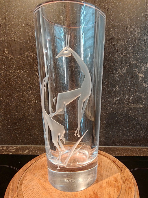 Serves vase with giraffes, 26 cm, made in France