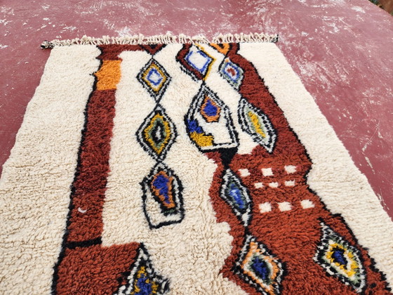Beni Ouarain Teppich 244x150 cm – Dicke Wolle – Mehrfarbige Berbermuster – Teppiche & Läufer, Baumwolle (photo 4 of 9)